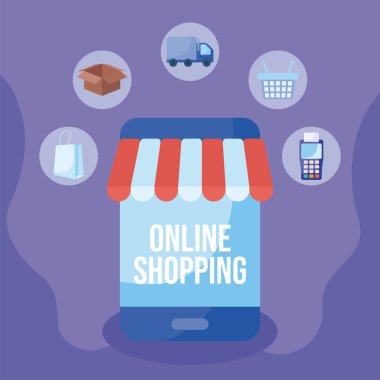 Akıllı telefon ekranı ile çevrimiçi alışveriş etiketi