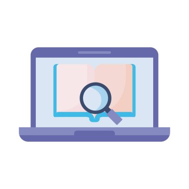 çevrimiçi eğitim simgeleriyle laptop aç