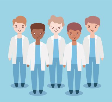 Doktorlar ayakta, tıbbi ekip.