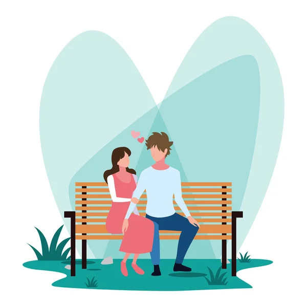 Pareja de personas enamoradas sentadas en la silla del parque — Vector de stock