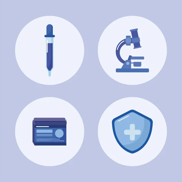 Conjunto de iconos de laboratorio y vacunación — Vector de stock