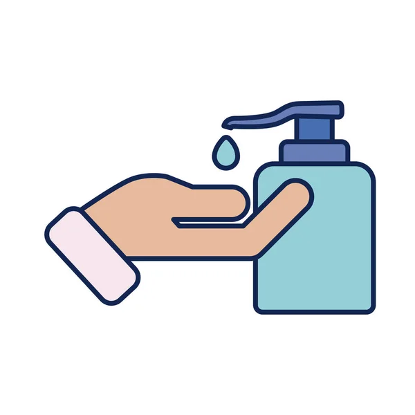 Laver les mains avec de l'eau et du savon, ligne et icône de style de remplissage — Image vectorielle