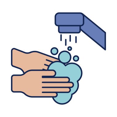 Ellerini su ve sabunla yıka, çizgi ve dolgu stili simgesi