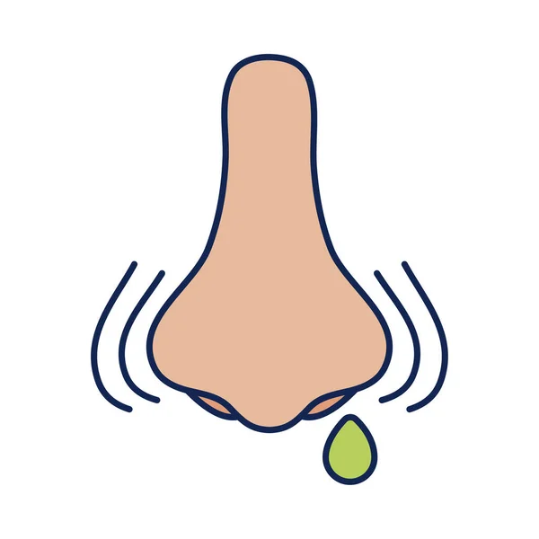 Mucosidad nasal, línea e icono de estilo de relleno — Vector de stock