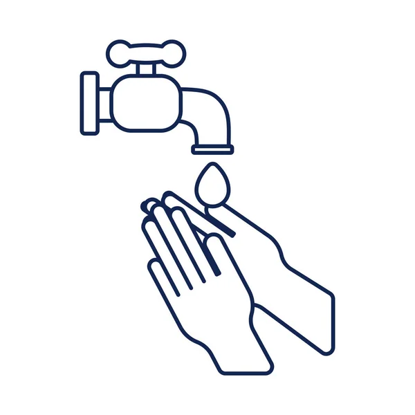 Mytí rukou vodou a mýdlem, ikona ve stylu linky — Stockový vektor