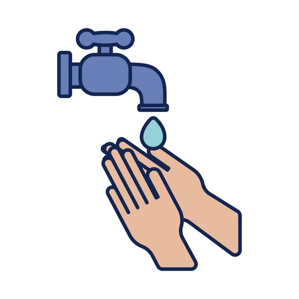 Lavarsi le mani con acqua e sapone, linea e riempire l'icona di stile — Vettoriale Stock