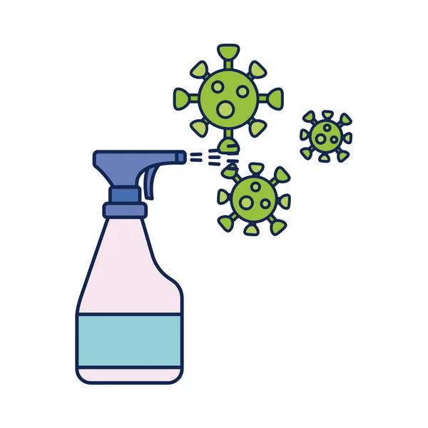Desinfektionsflasche mit Sprüh-, Linien- und Füllstilsymbol — Stockvektor