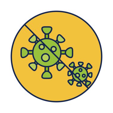 Virion of coronavirus, line and fill biçim simgesi içeren yasaklı tabela