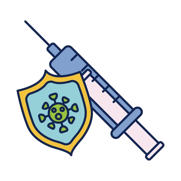 Védőoltás orvosi immunizálás, vonal és töltse stílus ikon — Stock Vector