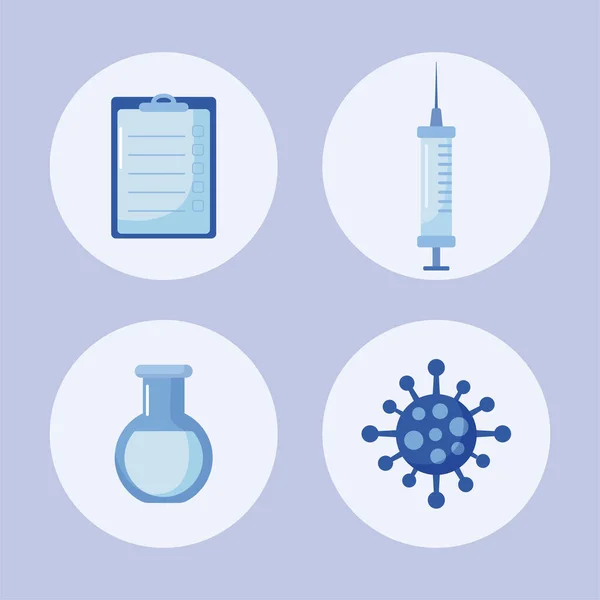 Набір іконок лабораторія та вакцинація — стоковий вектор