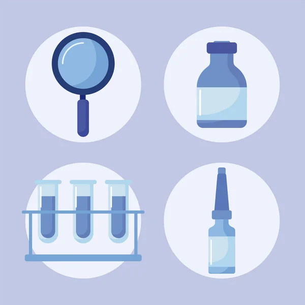 Conjunto de iconos de laboratorio y vacunación — Vector de stock