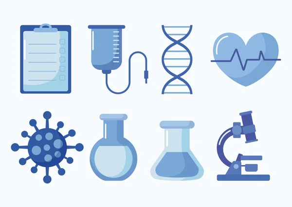 Ensemble d'icônes laboratoire et vaccination — Image vectorielle