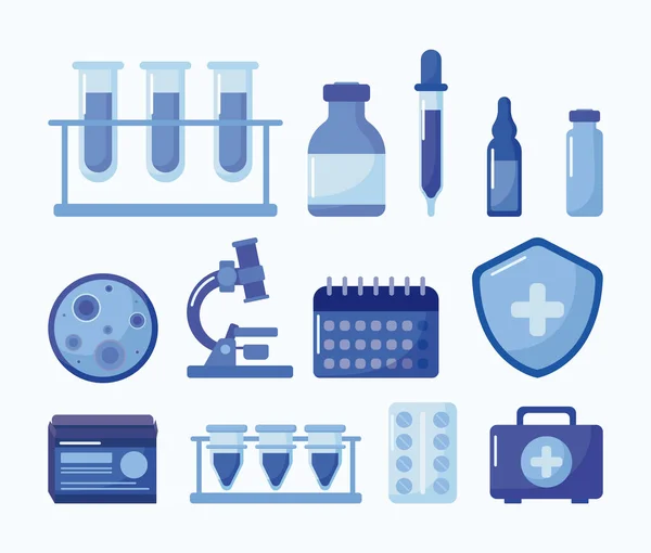 Conjunto de iconos de laboratorio y vacunación — Vector de stock