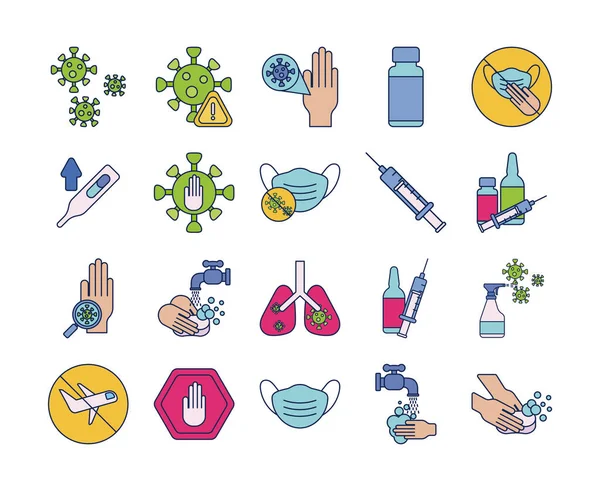 Set of icons vaccination medical immunization, line and fill style icon — Stock Vector