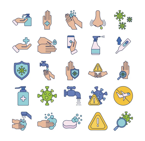 Set of icons vaccination medical immunization, line and fill style icon — Stock Vector