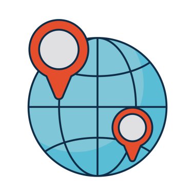 Beyaz arkaplanda konum imleci olan küresel pazar