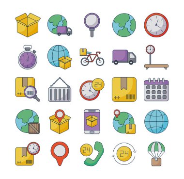 Beyaz arkaplanda simge taşıma lojistiği