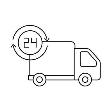 servis sembollü kargo kamyonu 24 saat, satır biçimi simgesi