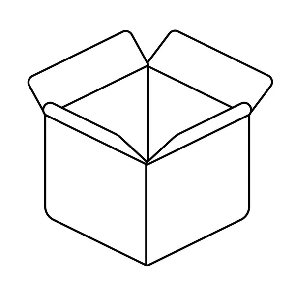 Kartonnen doos open, lijn stijl icoon — Stockvector