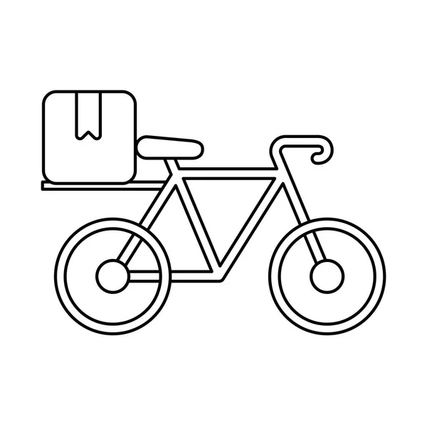 Велосипед с картонной коробкой, иконка стиля линии — стоковый вектор
