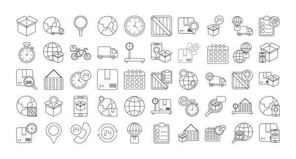 Conjunto de iconos logística de entrega de carga, icono de estilo de línea — Archivo Imágenes Vectoriales