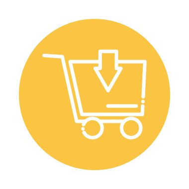 Oklu alışveriş arabası ve düz stil simgesi