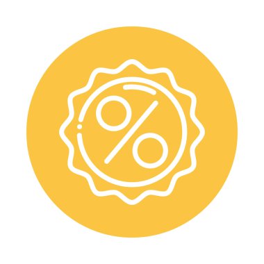 Yüzde sembolü engellenmiş rozet ve düz biçim simgesi