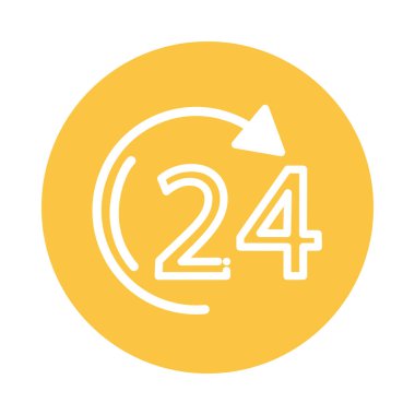 24 saat açık, düz stil simgesi