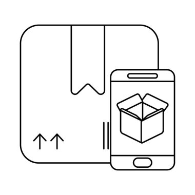 akıllı telefondaki paket teslimatı, satır biçimi simgesi