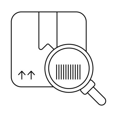 Büyüteçli karton kutu, çizgi biçimi simgesi