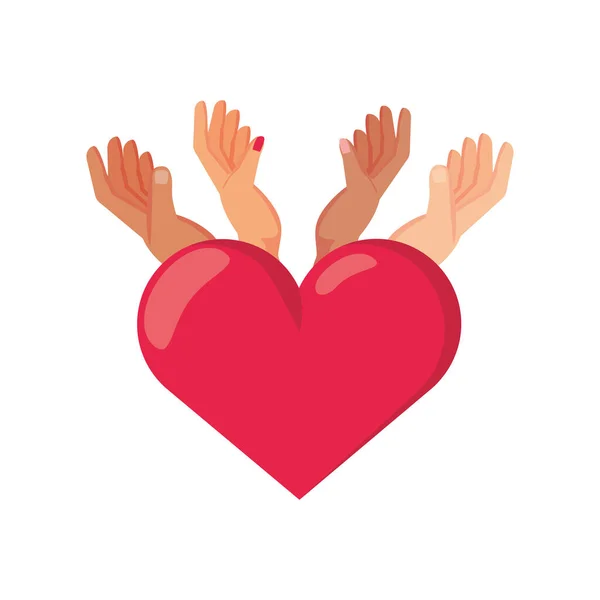 Händer med hjärta på vit bakgrund — Stock vektor