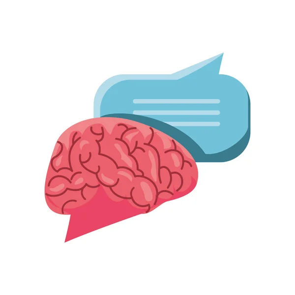 Cerveau avec bulle vocale sur fond blanc — Image vectorielle