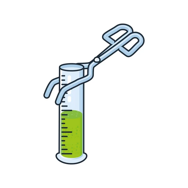 Tubo de ensayo químico de laboratorio sobre fondo blanco — Vector de stock