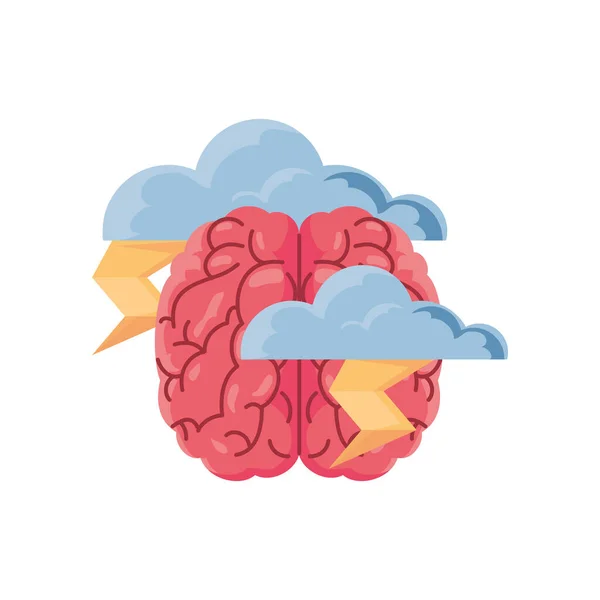 有白底雨云的大脑 — 图库矢量图片