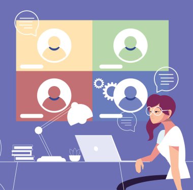 Evden çalışan serbest çalışan bir kadın.