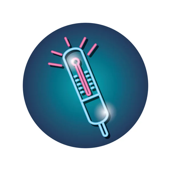 Lékařské přístroje teploměr v neonovém světle — Stockový vektor