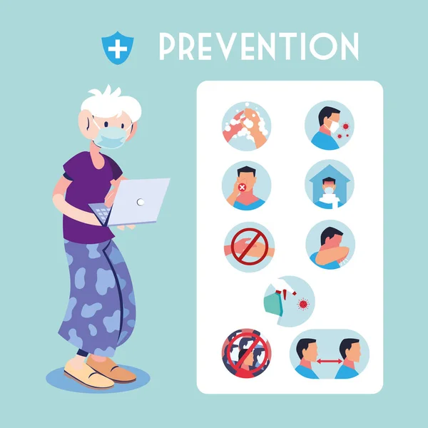 Infografica con misure di prevenzione a protezione di coronavirus — Vettoriale Stock