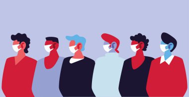 Maskeli adamlar, kendilerini koronavirüsün salgın enfeksiyonuna karşı koruyorlar.