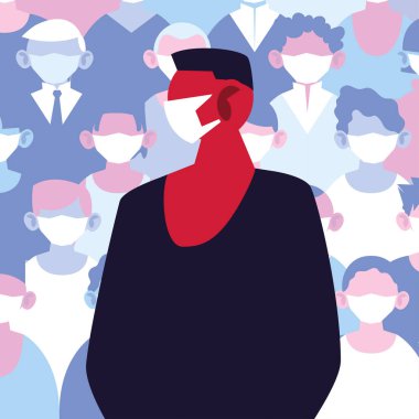 Tıbbi maskeli bir adam viral enfeksiyondan korunuyor.