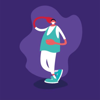 Cerrahi maskeli bir adam viral enfeksiyondan korunuyor.