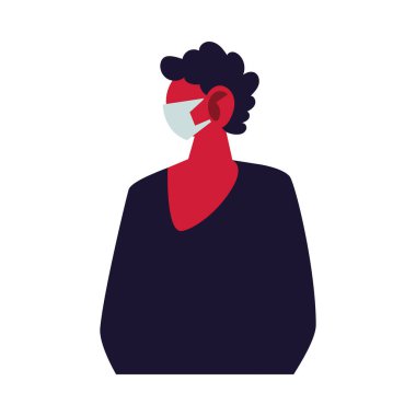 Maske takan genç bir adam.