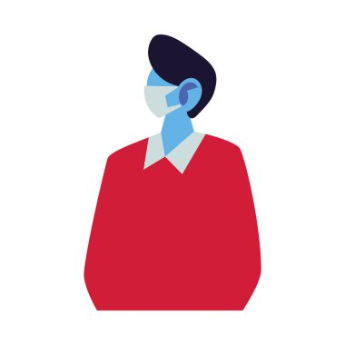 Maske takan genç bir adam.