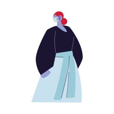 Maske takan genç bir kadın.