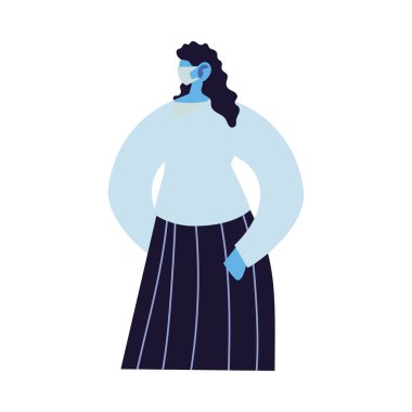 Maske takan genç bir kadın.