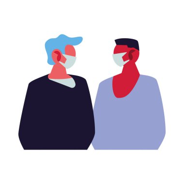 Yüz maskesi takan genç adamlar