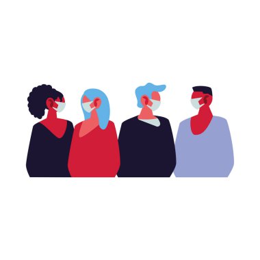 Gençler maske takıyor.