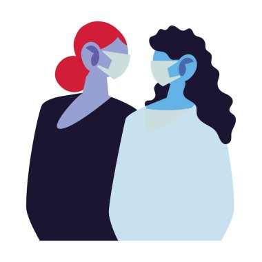 Yüz maskesi takan genç kadınlar