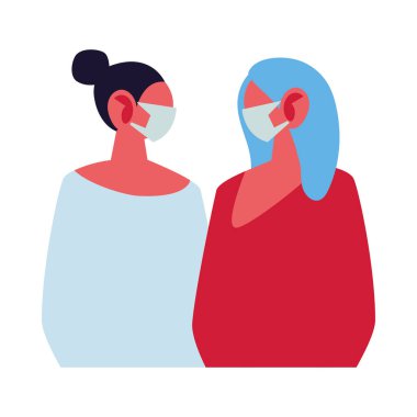 Yüz maskesi takan genç kadınlar