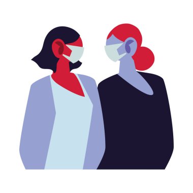 Yüz maskesi takan genç kadınlar