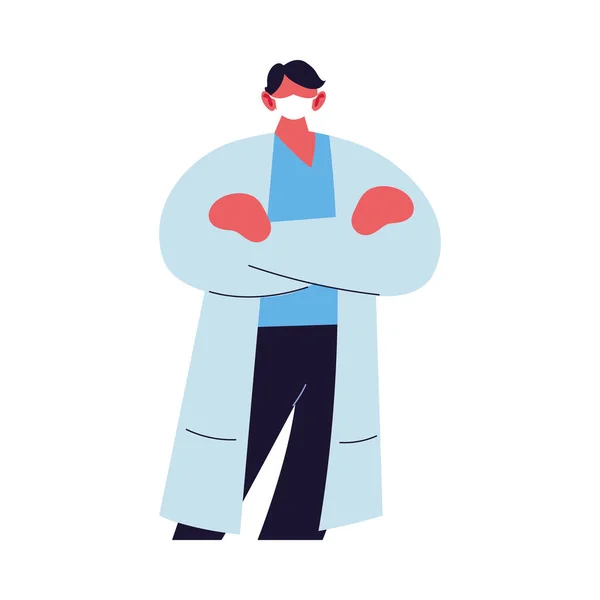 Médico hombre usando mascarilla — Vector de stock